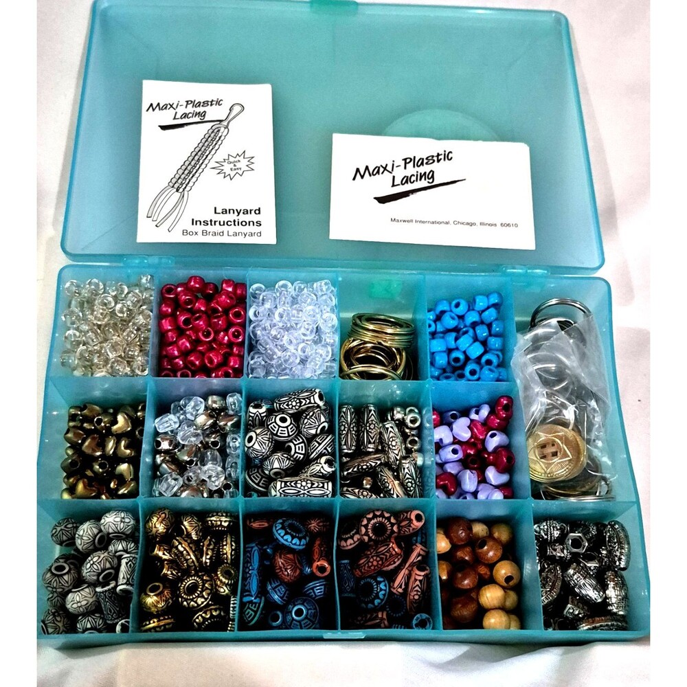 Maxi-Plastic Lacing Lanyard Craft Kit designed for creating bracelets, key fobs,